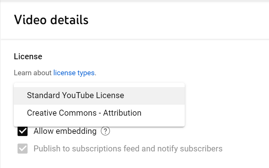 Standard YouTube License vs. Creative Commons